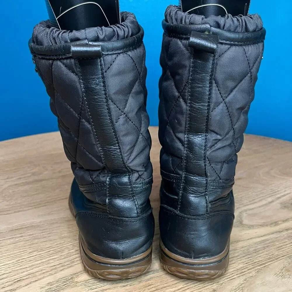 Coach Samara Black Quilted Midi Snow Boots Nylon Leather Women’s Size 6
